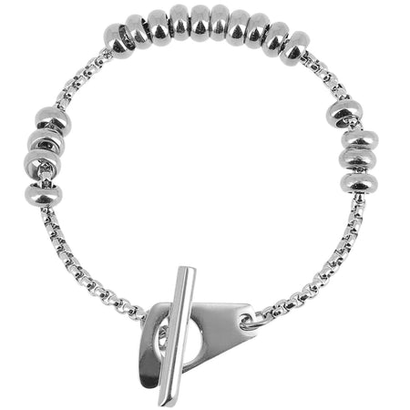 ZAG Silver T Bar & Bead Bracelet