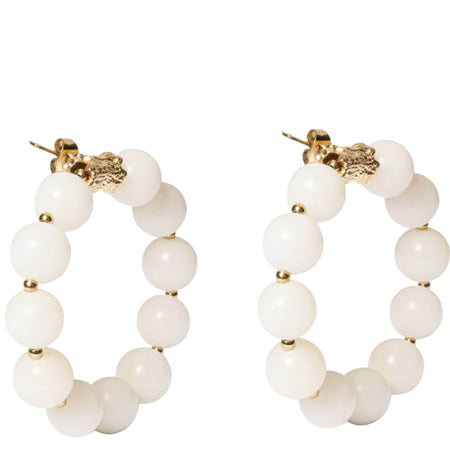 ZAG Tissa Gold Earrings - White Bead