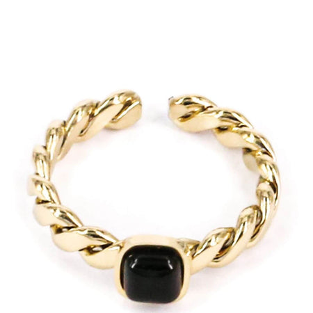 ZAG Tresse Gold Ring - Onyx