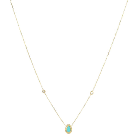 ZAG Tux Gold & Turquoise Teardrop Necklace