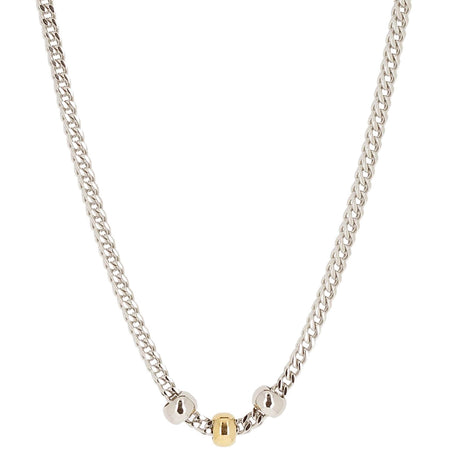 ZAG Two Tone Curb Chain Bead Necklace