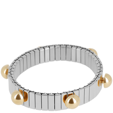 Silver and gold bracelet on a white background