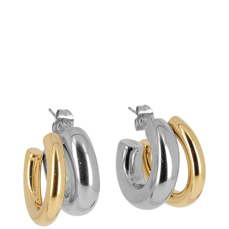 ZAG Two Tone Double Fat Hoop Earrings