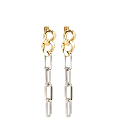 ZAG Two Tone Long Curb Chain Link Drop Earrings