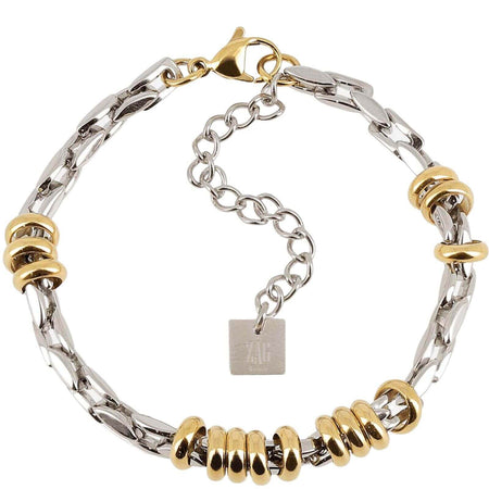 ZAG Two Tone Oval Link Bead Bracelet