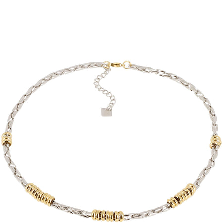 ZAG Two Tone Oval Link Multi Bead Necklace