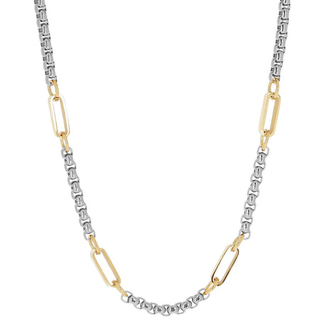 ZAG Two Tone Oval Pendant Link Necklace