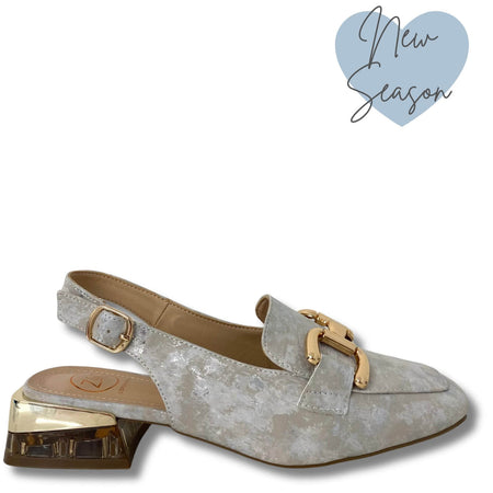 Zanni & Co Diraz One Sling Back Loafer - Silver Marble