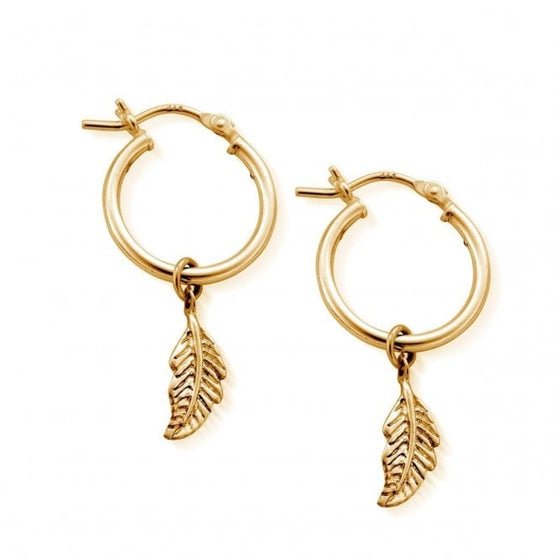 ChloBo Didi Feather Hoop Earrings - Gold