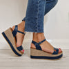 Oh My Sandals Wedge Sandals - Navy Blue