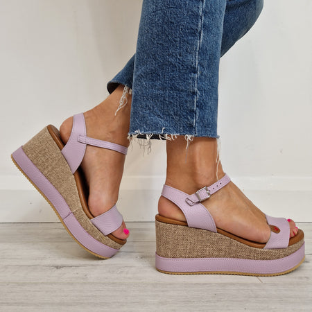 Oh My Sandals Wedge Sandals - Lilac