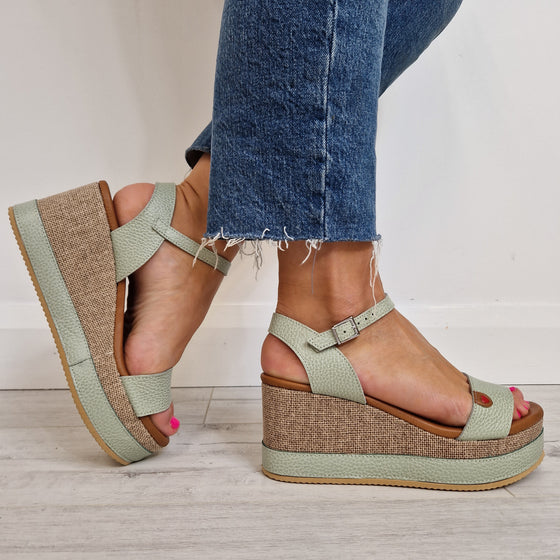 Oh My Sandals Wedge Sandals - Green