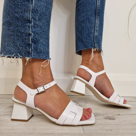 Oh My Sandals Ankle Strap Heeled Sandal- White