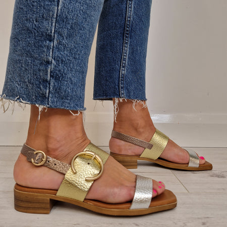 Oh My Sandals Flat Sandal- Gold/Silver