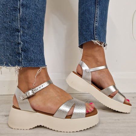 Oh My Sandals Ankle Strap Sandals - Silver