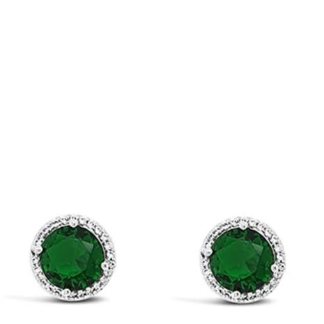 Absolute Silver Emerald Stud Earring