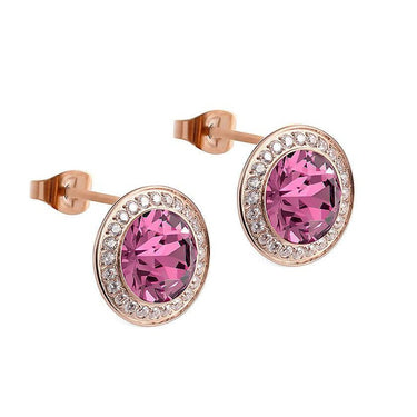 Qudo Tondo Deluxe Rose Gold Earrings - Rose