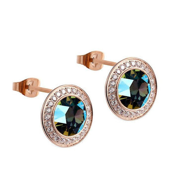 Qudo Tondo Deluxe Rose Gold Earrings - Erinite Shimmer