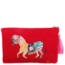 Powder Zebra Carnival Velvet Zip Pouch - Red