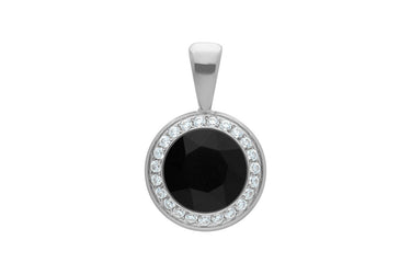 Qudo Tondo Deluxe Pendant Silver Necklace - Jet