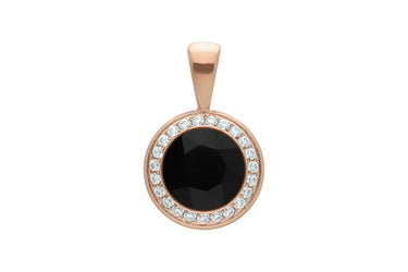 Qudo Tondo Deluxe Pendant Rose Gold Necklace - Jet