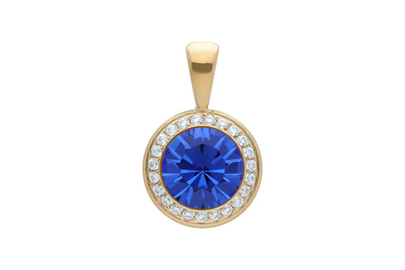 Qudo Tondo Deluxe Pendant Gold Necklace - Sapphire