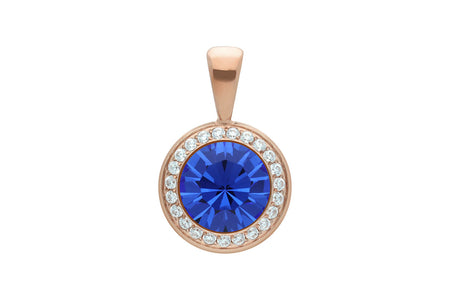 Qudo Tondo Deluxe Pendant Rose Gold Necklace - Sapphire