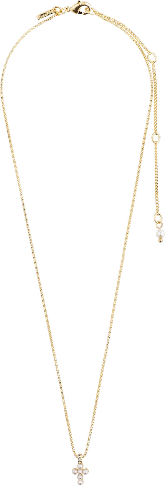Pilgrim Lacey Gold Pearl Cross Necklace