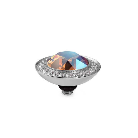 Qudo Tondo Deluxe 13mm Silver Topper - Light Colorado Topaz Shimmer