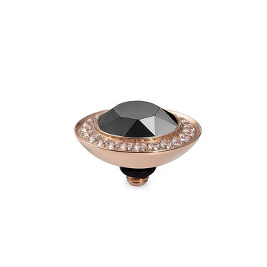 Qudo Tondo Deluxe 13mm Rose Gold Topper - Jet Hematite
