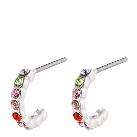 Pilgrim Brigitte Silver Mini Hoop Earrings - Multi