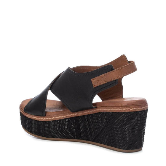 Carmela Black & Tan Wedge Sandals