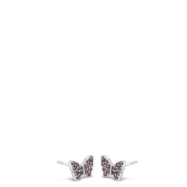 Absolute Kids Silver Crystal Butterfly Earrings - Amethyst