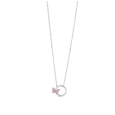 Absolute Kids Silver Crystal Butterfly Necklace - Pink