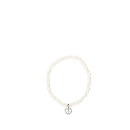 Absolute Kids Silver Pearl with Crystal Heart & Cross Bracelet