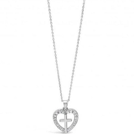 Absolute Kids Sterling Silver Plain Cross Heart Necklace