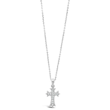 Absolute Kids Sterling Silver Small Crystal Cross & Chain