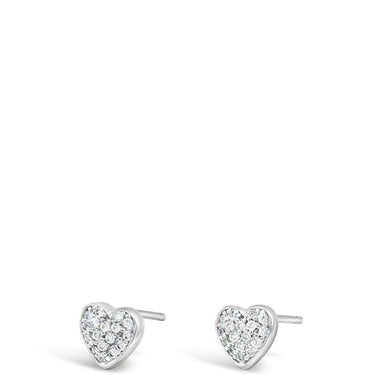 Absolute Kids Sterling Silver Small Crystal Heart Earrings