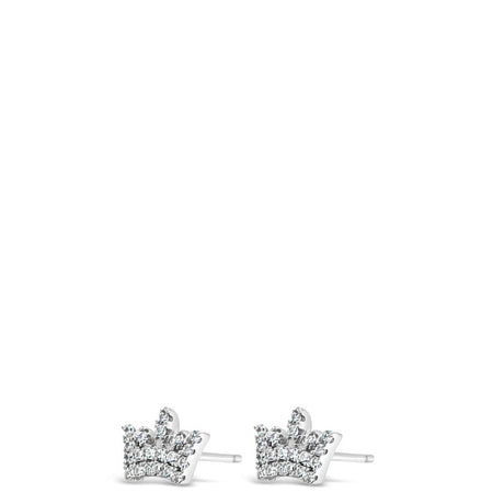 Absolute Kids Sterling Silver Small Princess Crown Earrings