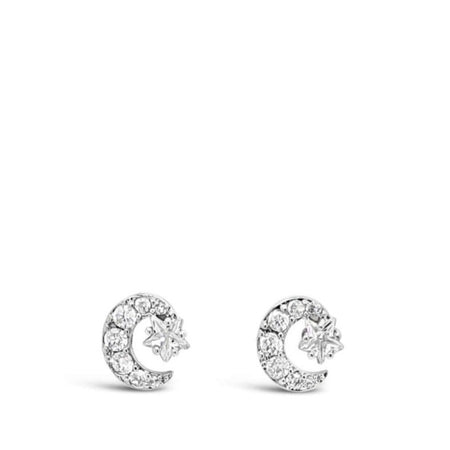 Absolute Silver Moon & Star Stud Earrings