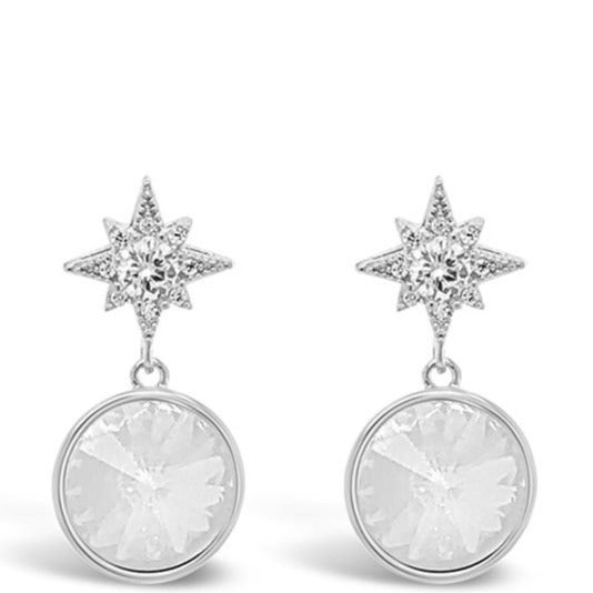 Absolute Silver & White Opal Star Drop Earrings