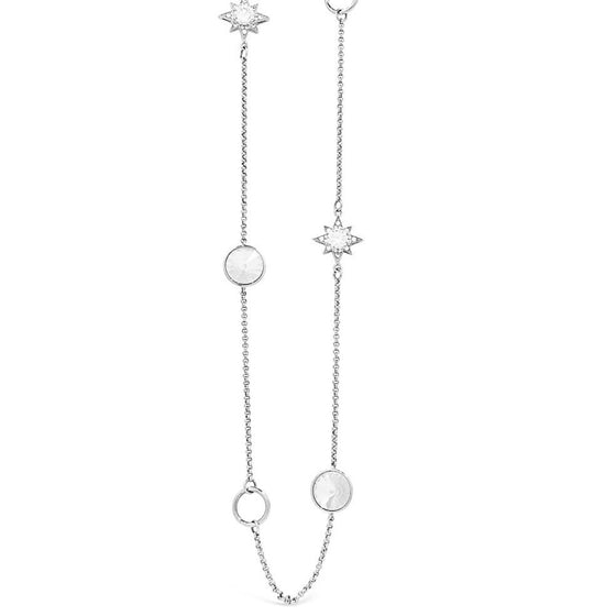 Absolute Silver & White Opal Star Necklace - Long