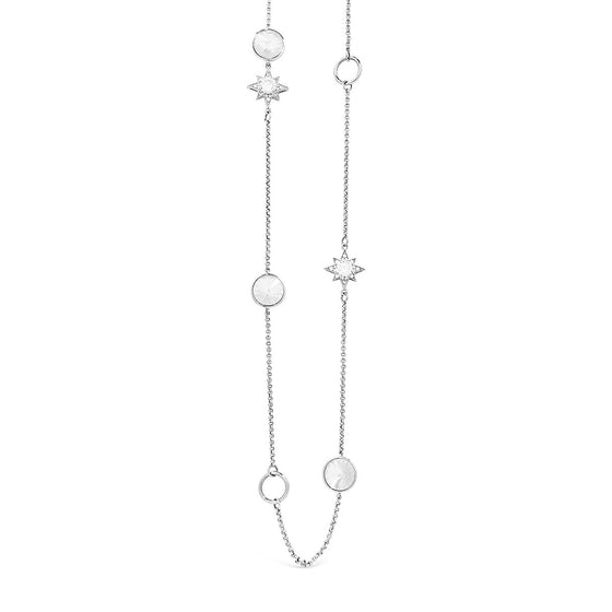 Absolute Silver & White Opal Star Necklace - Long