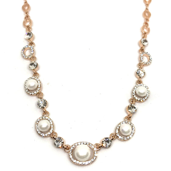 Absolute Rose Gold & Pearl Oval Link Necklace