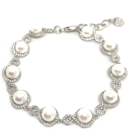 Absolute Silver Pearl Twist Halo Bracelet