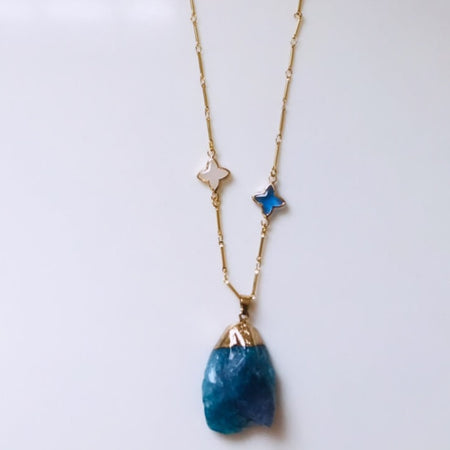 Angela D'Arcy Crystal Pendant Necklace - Blue Agate