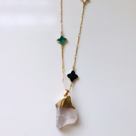 Angela D'Arcy Crystal Pendant Necklace - Cloudy Crystal Quartz