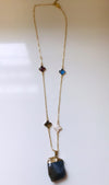 Angela D'Arcy Crystal Pendant Necklace - Marbled Agate