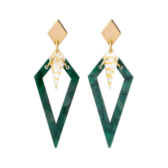 TooLally Arrowheads Earrings - Emerald Pearl