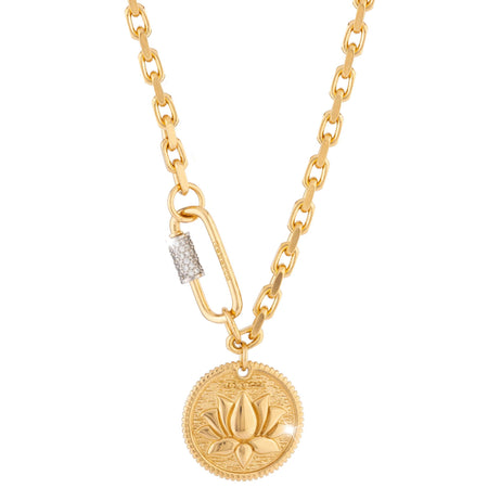 Rebecca Gold Lotus Flower Disc Necklace